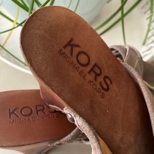 KORS by Michael Kors Women Tan Suede Clogs